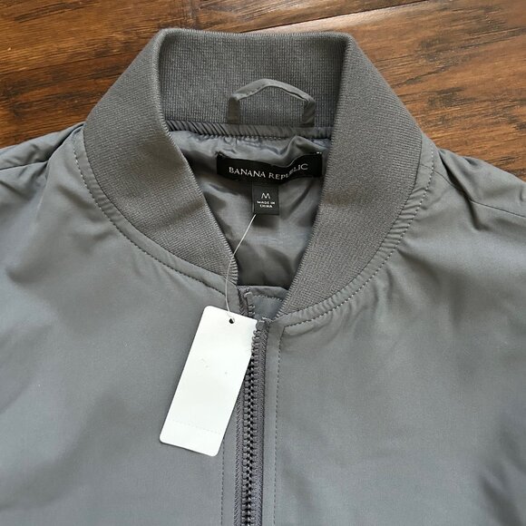 Banana Republic mens gray bomber jacket size medium M NEW with tags - Picture 3 of 5